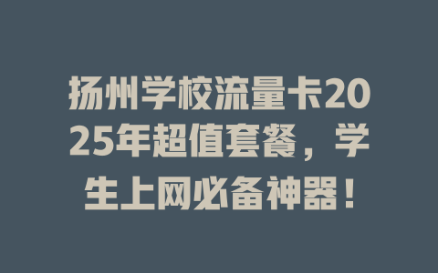 扬州学校流量卡2025年超值套餐，学生上网必备神器！