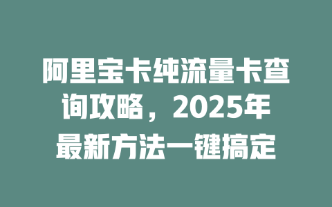 阿里宝卡纯流量卡查询攻略，2025年最新方法一键搞定