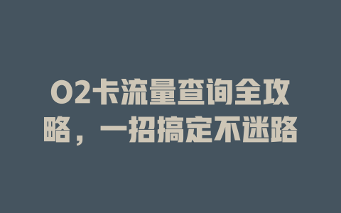 O2卡流量查询全攻略，一招搞定不迷路
