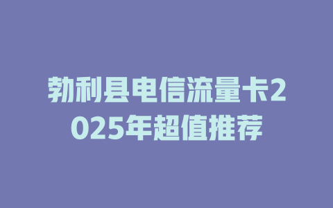 勃利县电信流量卡2025年超值推荐