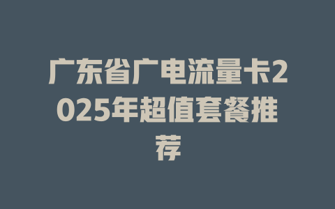 广东省广电流量卡2025年超值套餐推荐