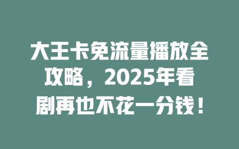 大王卡免流量播放全攻略，2025年看剧再也不花一分钱！
