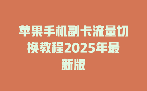 苹果手机副卡流量切换教程2025年最新版