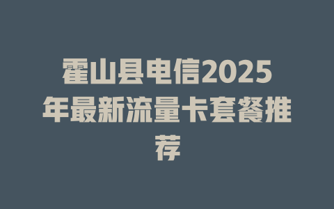 霍山县电信2025年最新流量卡套餐推荐