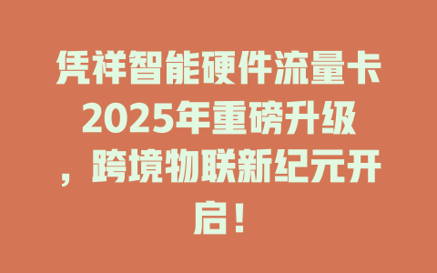 凭祥智能硬件流量卡2025年重磅升级，跨境物联新纪元开启！