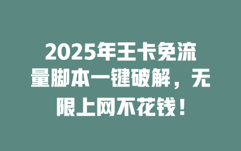 2025年王卡免流量脚本一键破解，无限上网不花钱！