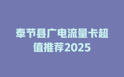 奉节县广电流量卡超值推荐2025