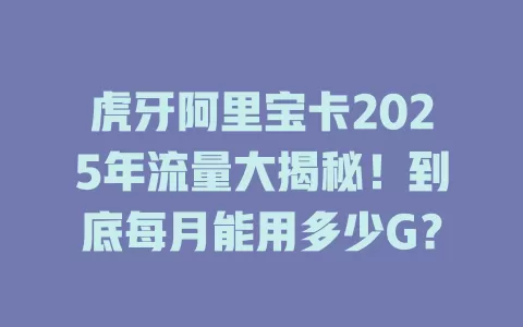虎牙阿里宝卡2025年流量大揭秘！到底每月能用多少G？