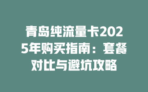 青岛纯流量卡2025年购买指南：套餐对比与避坑攻略