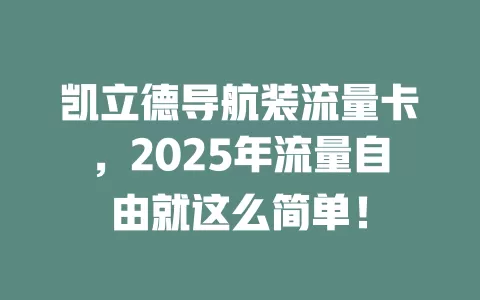 凯立德导航装流量卡，2025年流量自由就这么简单！
