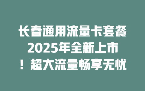 长春通用流量卡套餐2025年全新上市！超大流量畅享无忧