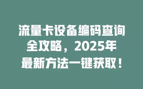 流量卡设备编码查询全攻略，2025年最新方法一键获取！