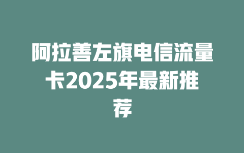 阿拉善左旗电信流量卡2025年最新推荐