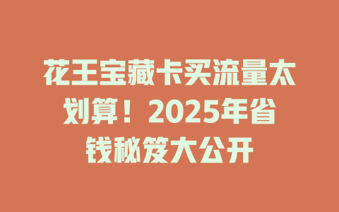 花王宝藏卡买流量太划算！2025年省钱秘笈大公开