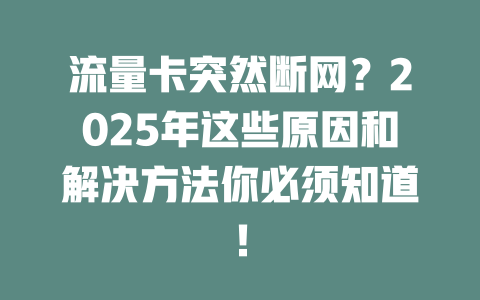 流量卡突然断网？2025年这些原因和解决方法你必须知道！