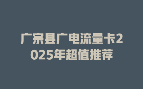 广宗县广电流量卡2025年超值推荐