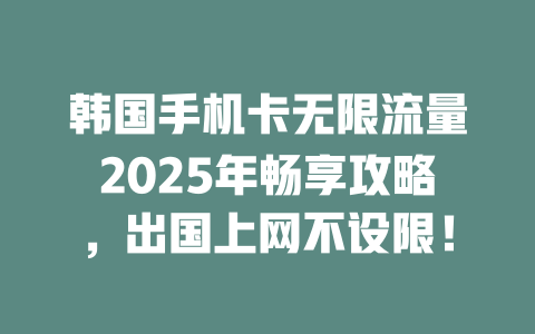 韩国手机卡无限流量2025年畅享攻略，出国上网不设限！