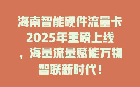 海南智能硬件流量卡2025年重磅上线，海量流量赋能万物智联新时代！