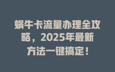 蜗牛卡流量办理全攻略，2025年最新方法一键搞定！