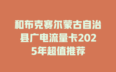 和布克赛尔蒙古自治县广电流量卡2025年超值推荐