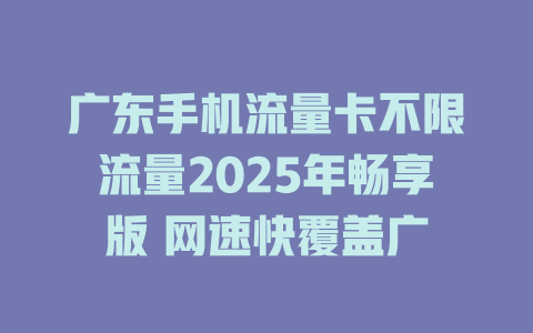 广东手机流量卡不限流量2025年畅享版 网速快覆盖广