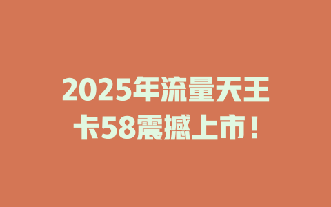 2025年流量天王卡58震撼上市！