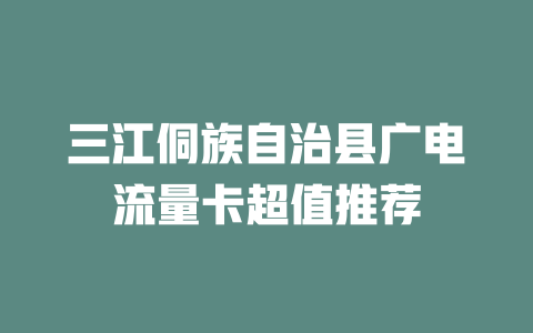三江侗族自治县广电流量卡超值推荐