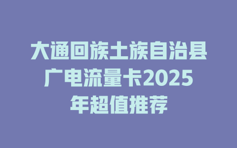 大通回族土族自治县广电流量卡2025年超值推荐