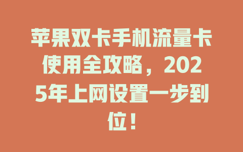苹果双卡手机流量卡使用全攻略，2025年上网设置一步到位！