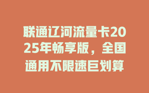 联通辽河流量卡2025年畅享版，全国通用不限速巨划算