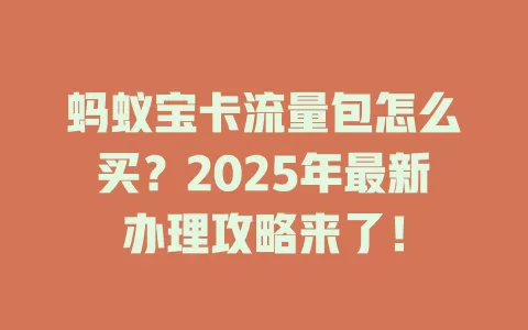 蚂蚁宝卡流量包怎么买？2025年最新办理攻略来了！