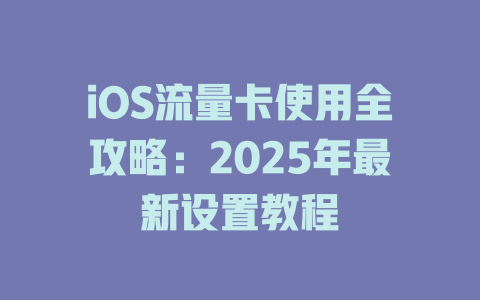 iOS流量卡使用全攻略：2025年最新设置教程