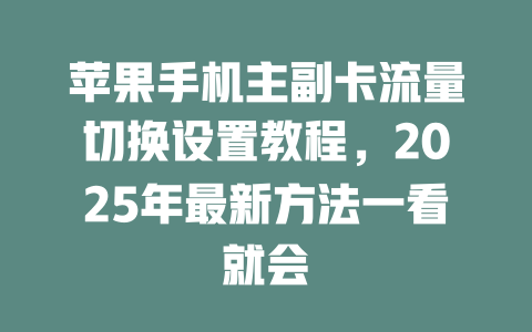 苹果手机主副卡流量切换设置教程，2025年最新方法一看就会