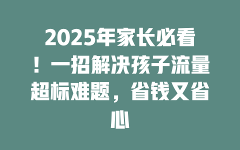 2025年家长必看！一招解决孩子流量超标难题，省钱又省心