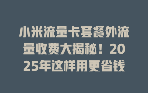 小米流量卡套餐外流量收费大揭秘！2025年这样用更省钱