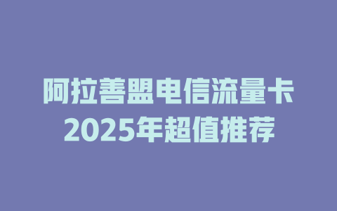 阿拉善盟电信流量卡2025年超值推荐