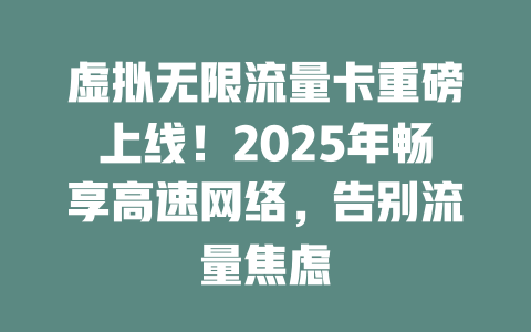 虚拟无限流量卡重磅上线！2025年畅享高速网络，告别流量焦虑