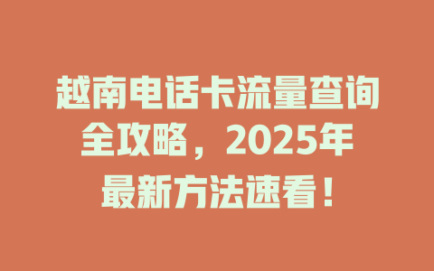 越南电话卡流量查询全攻略，2025年最新方法速看！