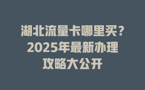 湖北流量卡哪里买？2025年最新办理攻略大公开