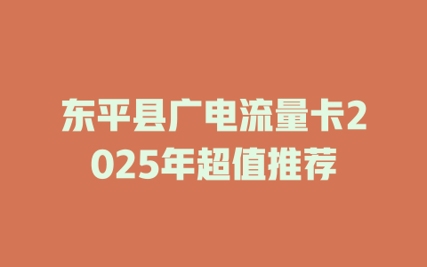 东平县广电流量卡2025年超值推荐