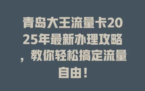 青岛大王流量卡2025年最新办理攻略，教你轻松搞定流量自由！