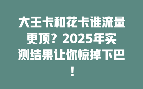 大王卡和花卡谁流量更顶？2025年实测结果让你惊掉下巴！