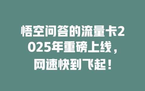 悟空问答的流量卡2025年重磅上线，网速快到飞起！