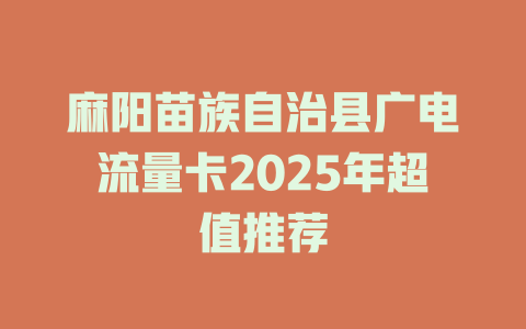麻阳苗族自治县广电流量卡2025年超值推荐