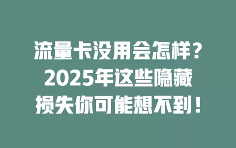 流量卡没用会怎样？2025年这些隐藏损失你可能想不到！