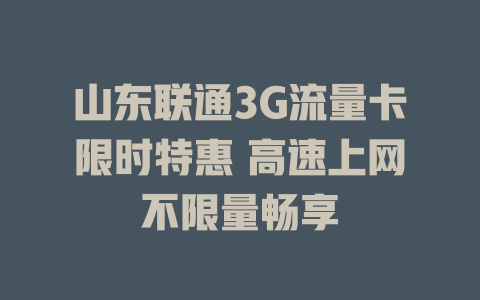 山东联通3G流量卡限时特惠 高速上网不限量畅享