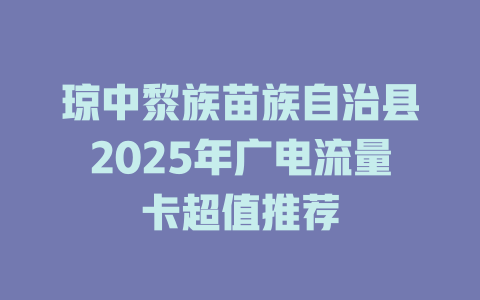 琼中黎族苗族自治县2025年广电流量卡超值推荐