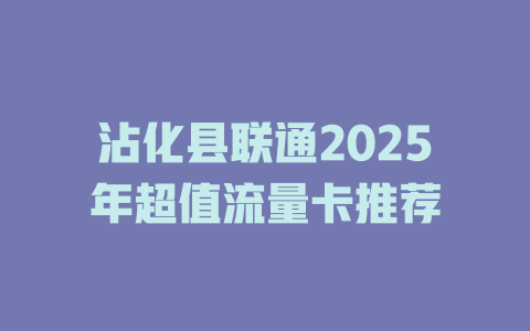 沾化县联通2025年超值流量卡推荐