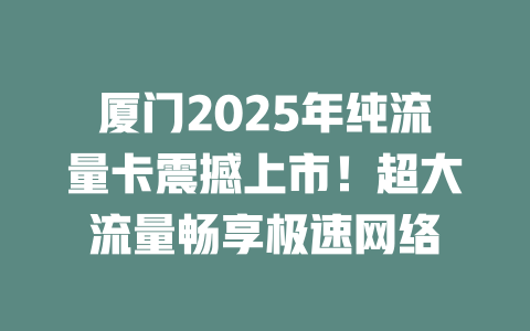 厦门2025年纯流量卡震撼上市！超大流量畅享极速网络