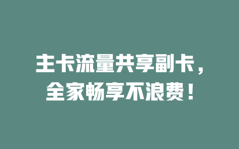 主卡流量共享副卡，全家畅享不浪费！